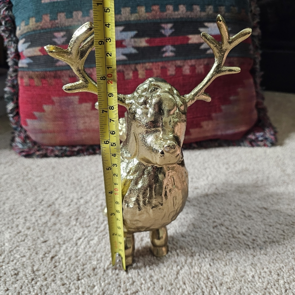 Opalhouse Poodle Dog Reindeer w Antlers Gold Metal heavy Candlestick Holder 9.5" - Picture 7 of 8